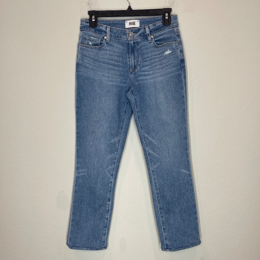 Paige Brigitte Jeans Women's Size 24 Blue Folk Distressed Slim Boyfriend Denim
